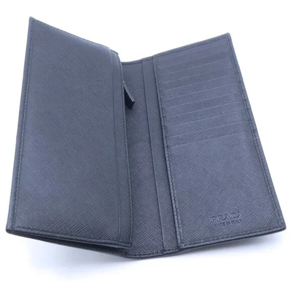 Prada Saffiano Bifold Wallet Card Case Black Leather - Picture 5 of 6